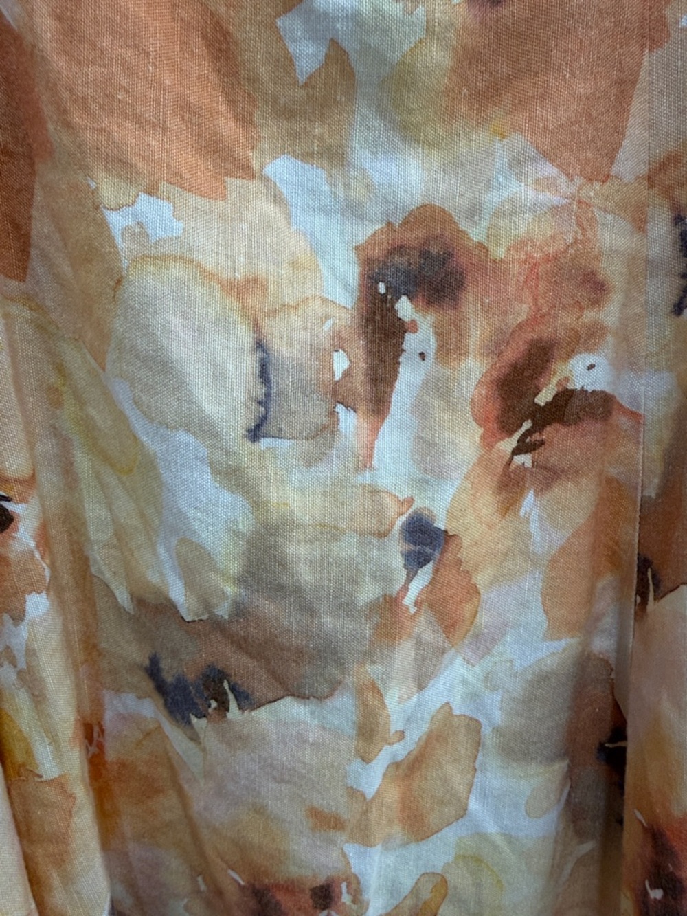 Puff-Sleeve Mini Dress in Soft Orange Watercolor - Picture 4 of 8